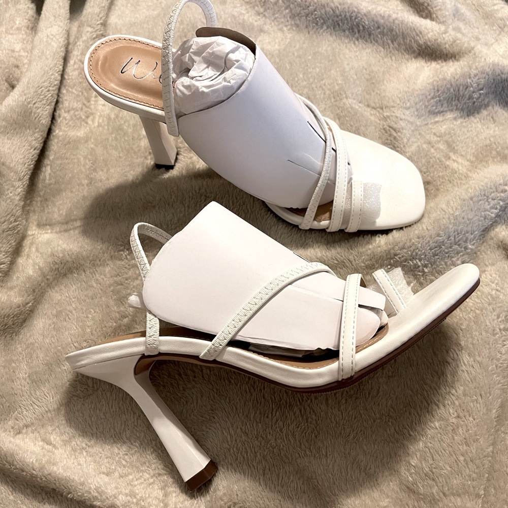 Wild Pair Strappy White Heels 7